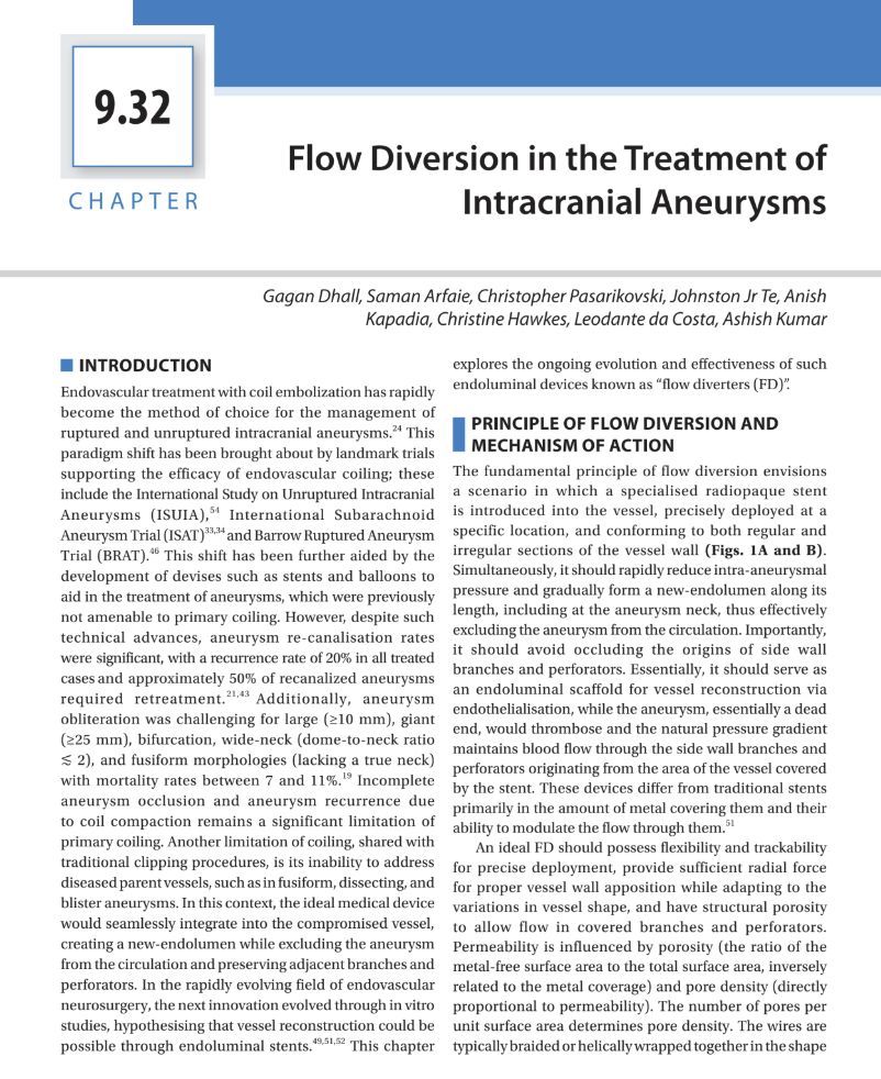 Opening page of Flow Diversion in the Treatment of Intracranial Aneurysms